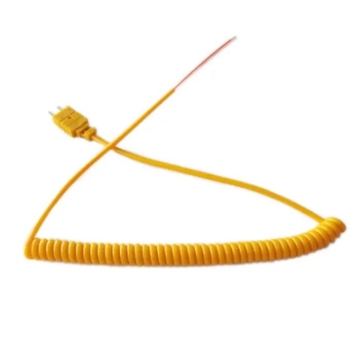 Coiled Type K Thermocouple Cable With Miniature Connector Chromel Alumel Flat PVC Insulation Pin Fast Response