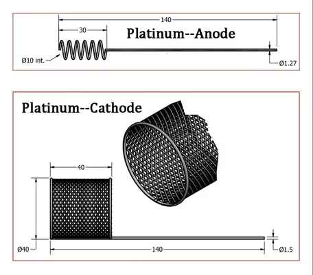 40*40mm Counter Electrode Platinum Mesh Cylinder Cathode & Anode