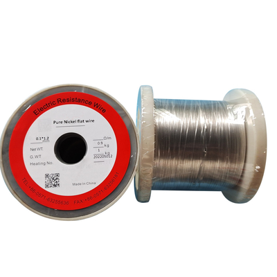 Pure Nickel Flat Wire Vacuum Melting Processing 0.1 X 1.2 Mm